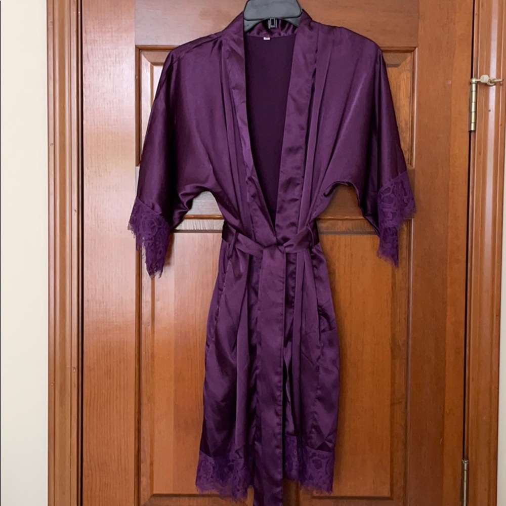 Purple silk shirt robe.